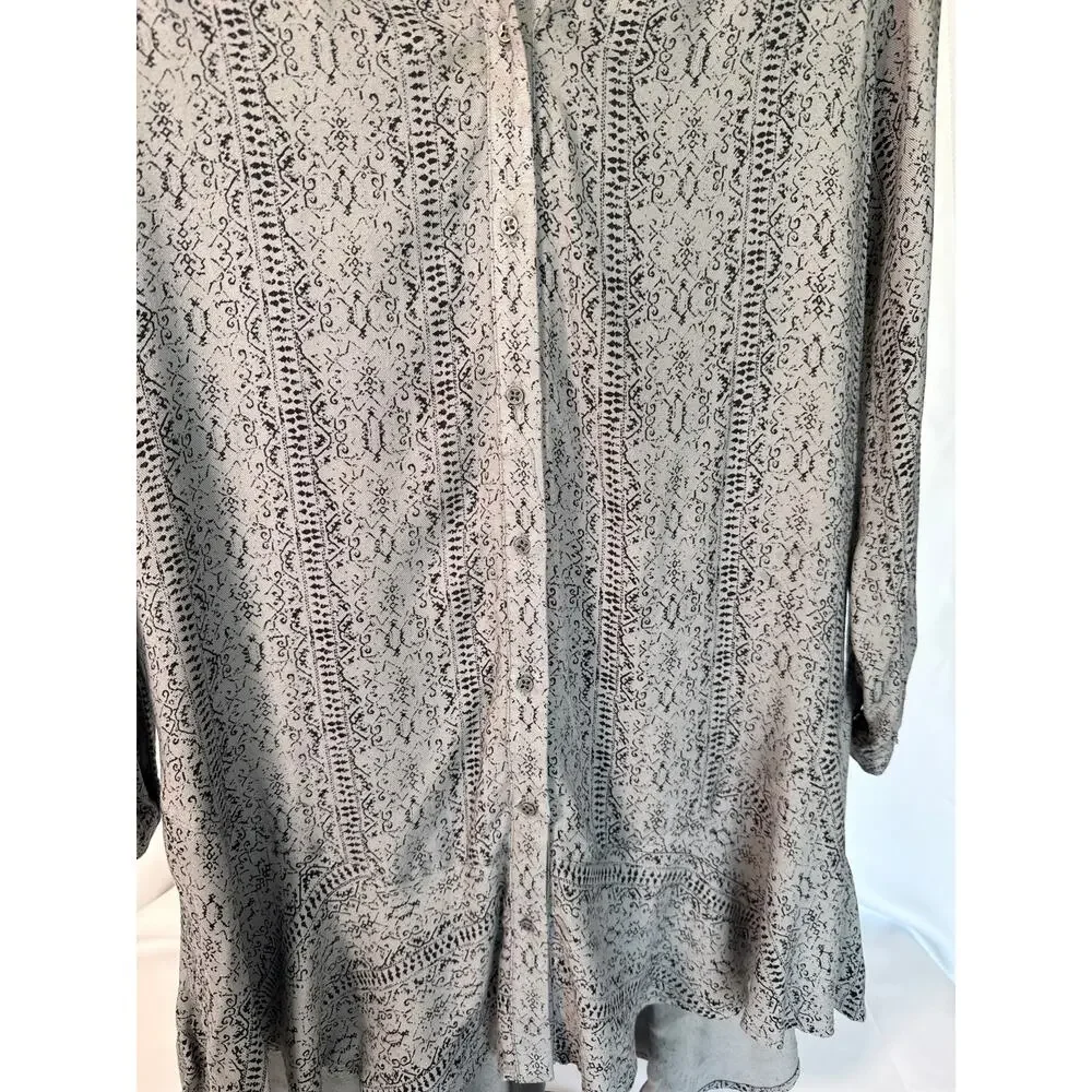 Gentle Fawn Hi-Low  Ruffle Hem Mini Tunic Dress Neutral Black & Grey Small - Picture 5 of 9